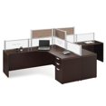 thumbnail image 1 of Office Source OSB09HN Honey T Shaped Desk with Privacy Panels, 1 of 1