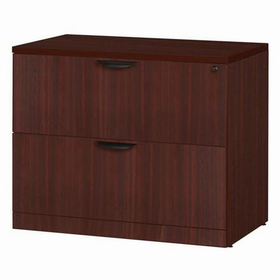 Office Source PL112MH 35 in. Mahogany 2 Drawer Lateral File