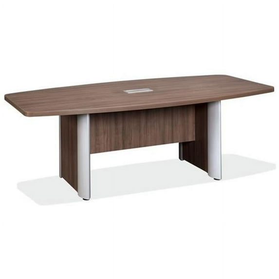 Office Source PLELP237MW Modern Walnut OS Laminate Boat Shape Conference Table with Elliptical Base