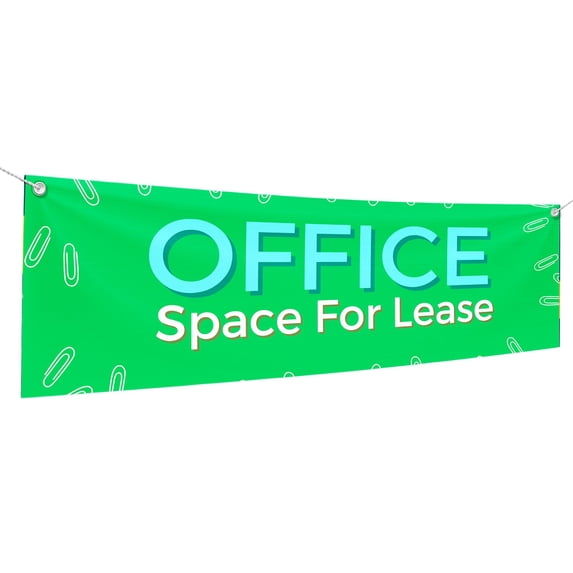 Office Space For Lease Large Banners and Signs for Outdoor by DreamController-Polyester Banner with 4 Holes for Easy Hang Indoor & Outdoor|6x2 Feet HD Banner to Promote Real Estate Business| Made