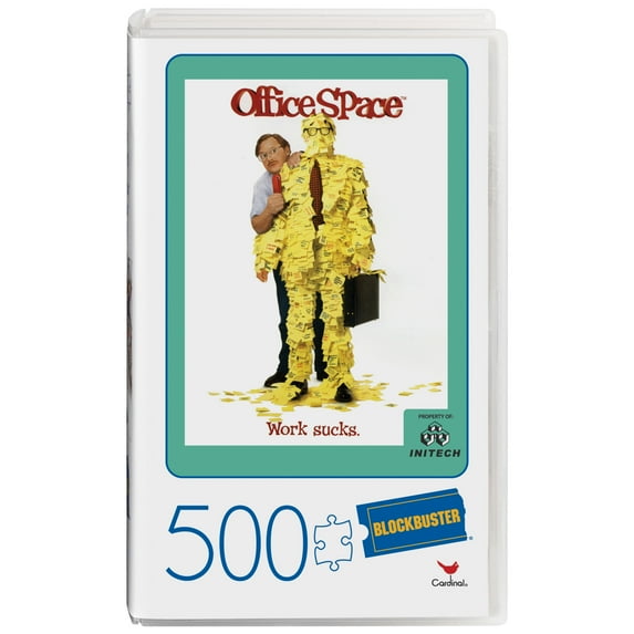 Office Space Movie 500-Piece Jigsaw Puzzle in Plastic Retro Blockbuster VHS Video Case, for Adults and Kids Ages 8 and up