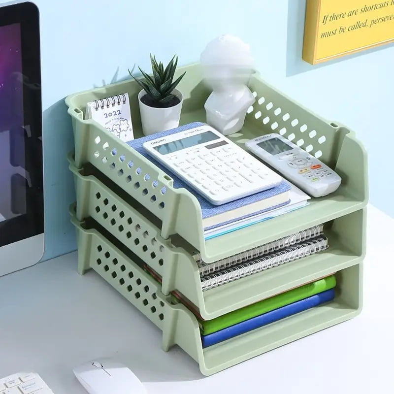 Office Stackable Layered File Rack Document Tray Holder Desktop ...