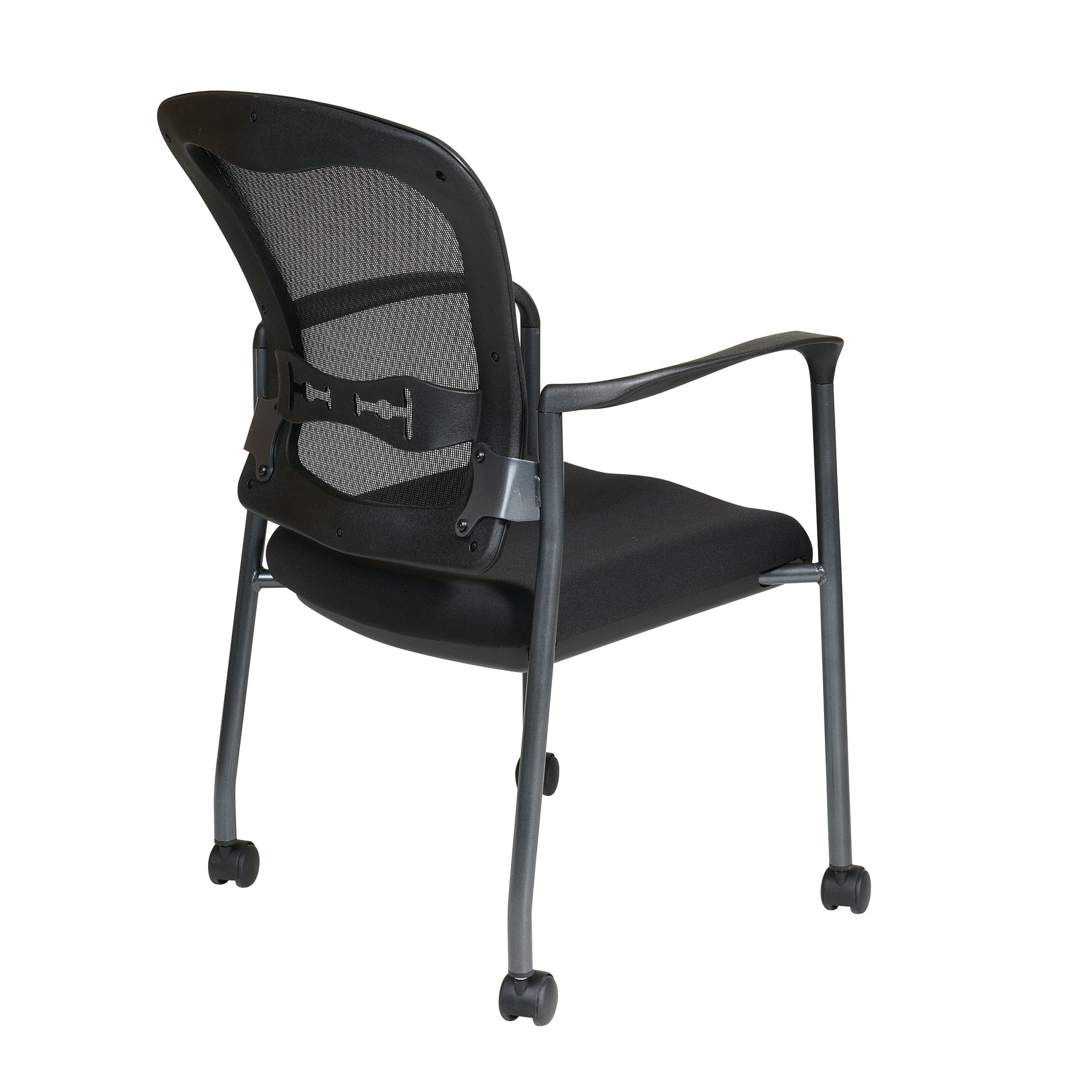 Black Mesh and Fabric Stacking Office Chair with Arms