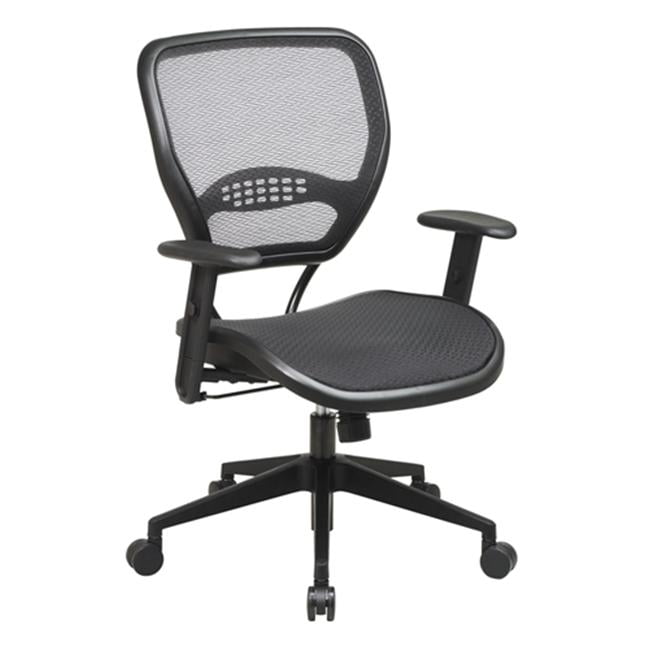 Black Mesh and Leather Adjustable Task Chair with Armrests