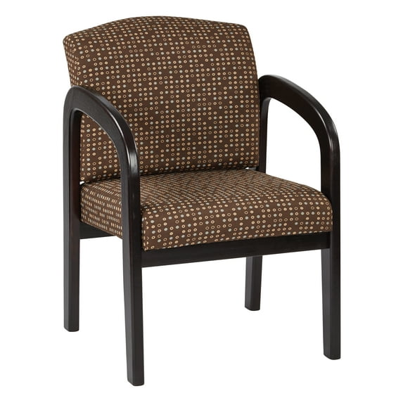 Office Star Guest Chair in Cocoa Faux Leather with Espresso Finish Leg