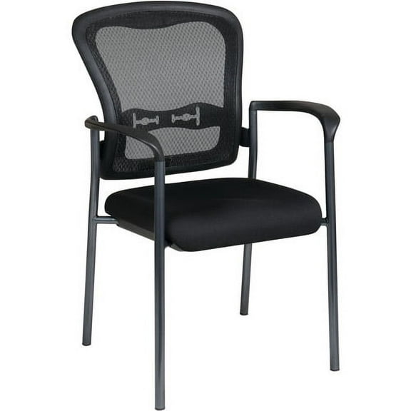 Office Star Pro-Line II Modern Guest Reception Waiting Room Chair in Coal, With Arms, Titanium Finish