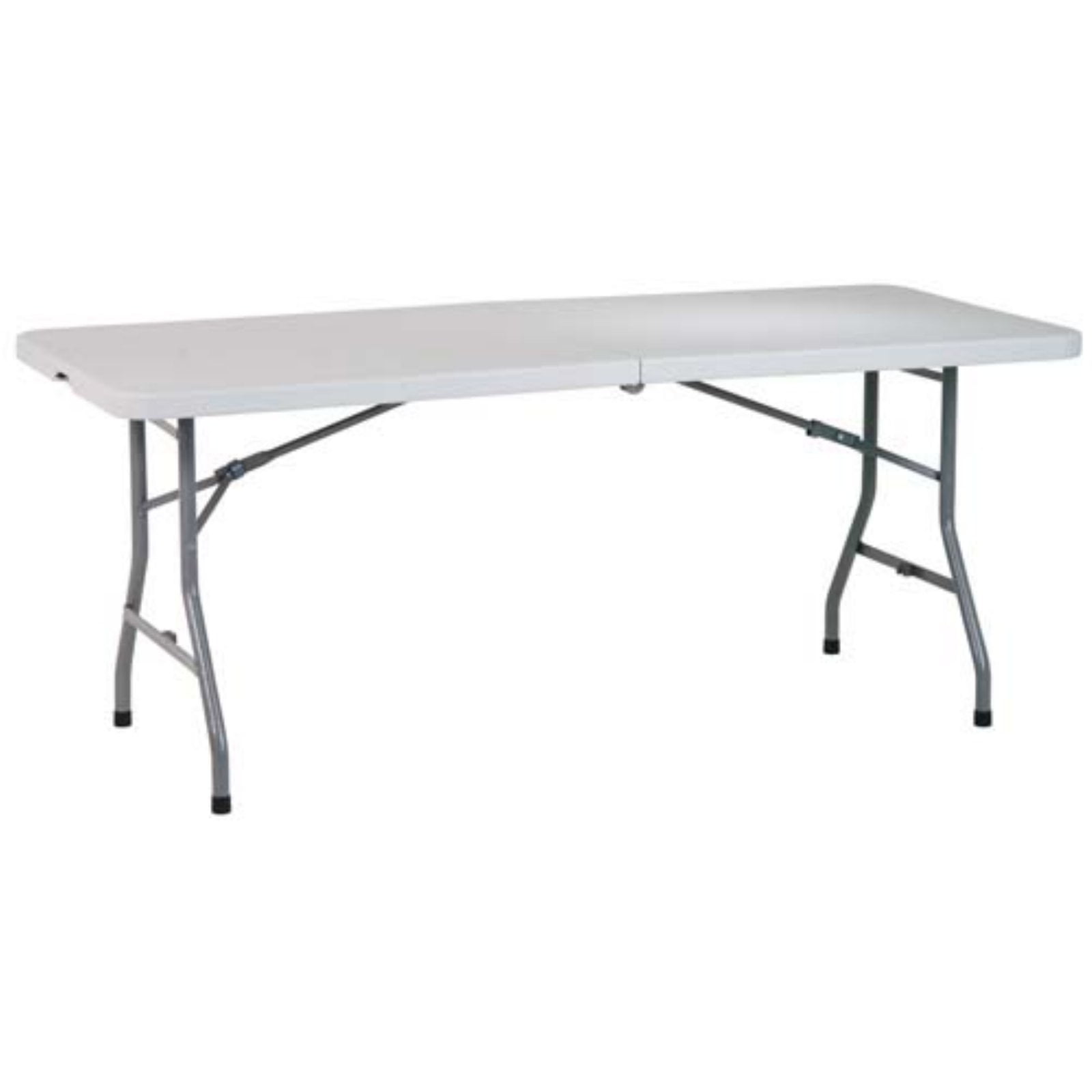 White Resin 6-Foot Folding Table with Steel Frame