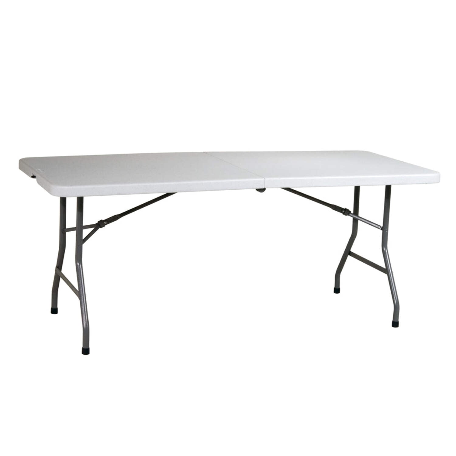 White Resin 6-Foot Folding Table with Steel Frame