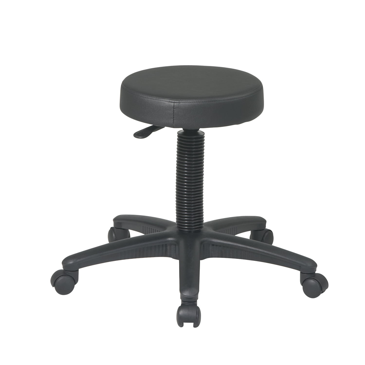 Adjustable Black Faux Leather Saddle Style Office Stool