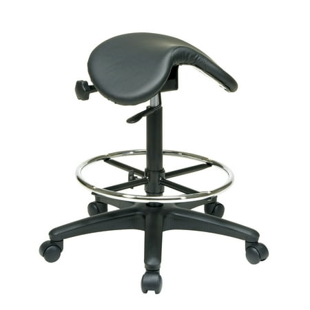 WorkSmart - Backless Stool with Saddle Seat - Black