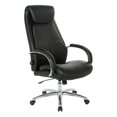 thumbnail image 1 of Office Star Products Black Bonded Leather Executive Chair with Padded Polished Aluminum Arms and Chrome Base, 1 of 9