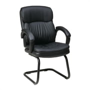 Office Star Products Bonded Leather Visitors Chair with Padded Arms and Sled Base.