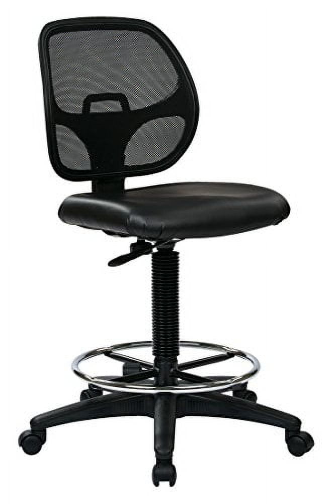 360 Swivel Black Mesh Drafting Chair with Vinyl Seat and Adjustable Footrest