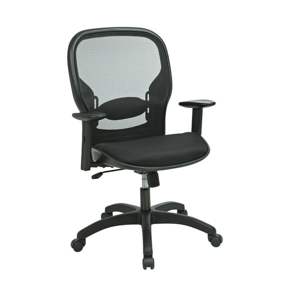 Office Star Products Deluxe Screen Back Mesh Seat Chair with Height Adjustable Arms and Nylon Base