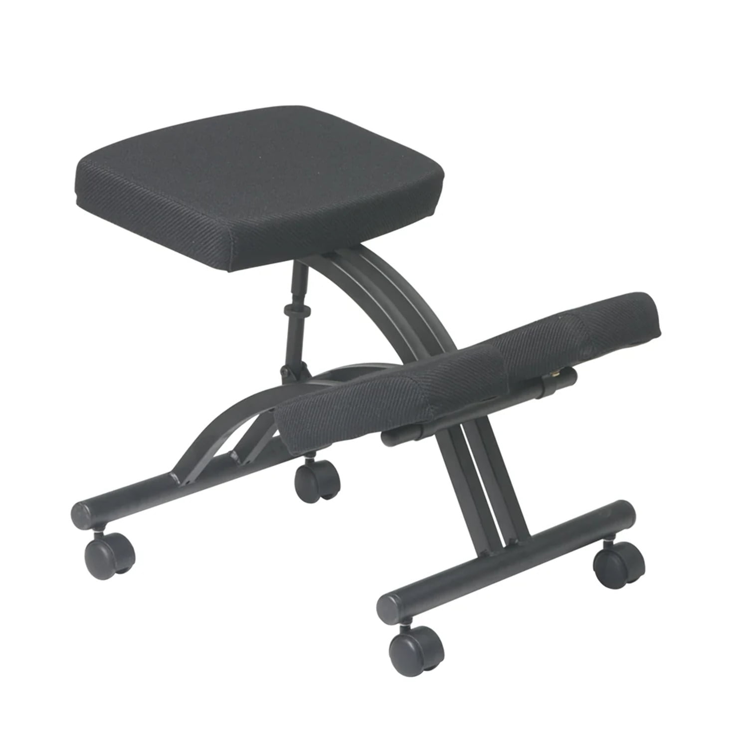 Ergonomic Black Metal Armless Kneeling Chair with Fabric Seat