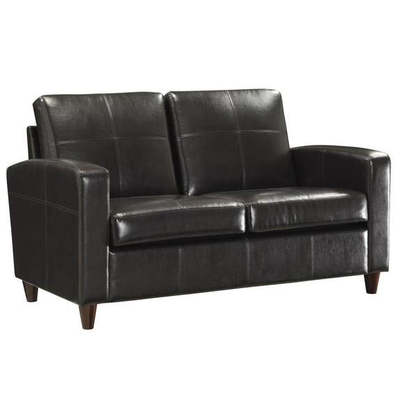 Office Star Products Espresso Bonded Leather Loveseat With Espresso Finish Legs