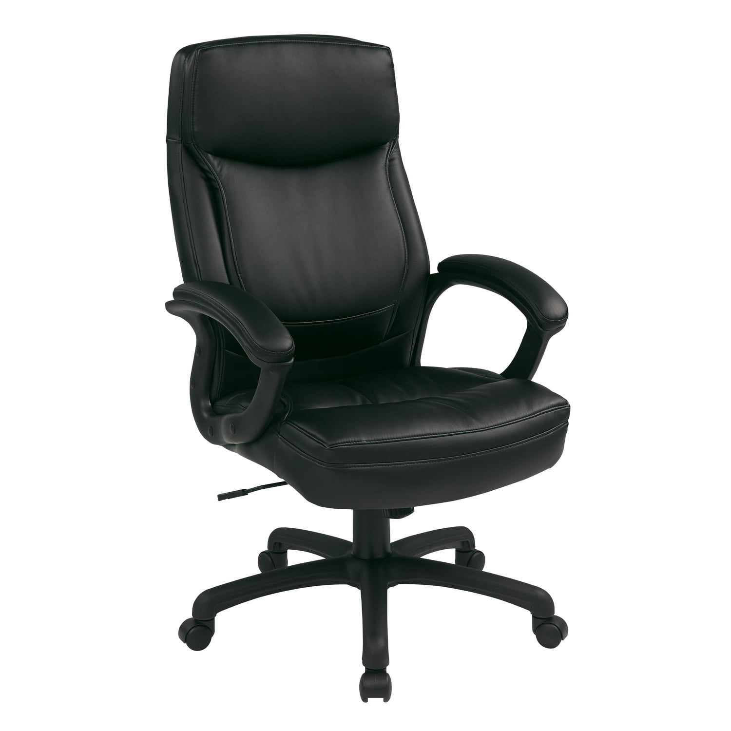 Office Star Products Executive High Back Black Bonded Leather Chair with Locking Tilt Control and Match Stitching Walmart