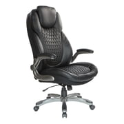 Office Star Products Executive High Back Chair with Black Bonded Leather and Flip Arms