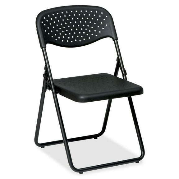 Office Star Products Folding Chair with Black Plastic Seat and Back and Black Frame. (4 Pack)