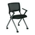 thumbnail image 1 of Office Star Products Folding Chair with Screen Back and Icon Black Seat in Titanium Finish Frame, 2-Pack, 1 of 6