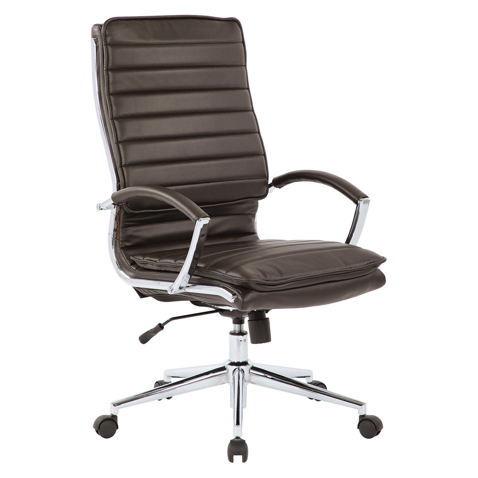 Espresso High Back Leather Executive Swivel Chair with Metal Base