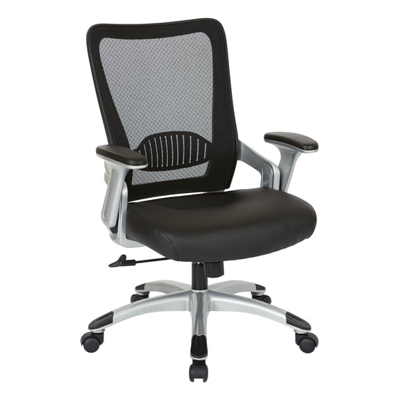 Office Star Products Screen Back Chair with Black Faux Leather Seat
