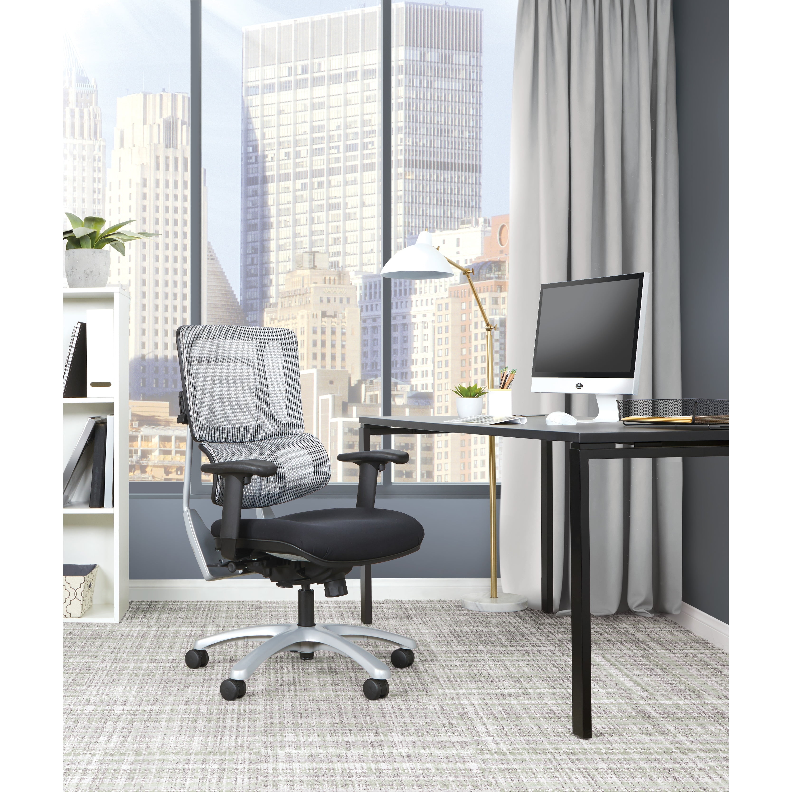 Ergonomic Executive Mesh Swivel Chair with Adjustable Arms in Gray