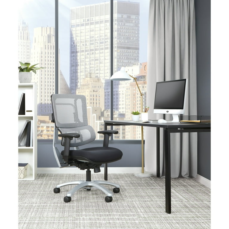 Office Star Products Vertical Grey Mesh Back Chair with Silver