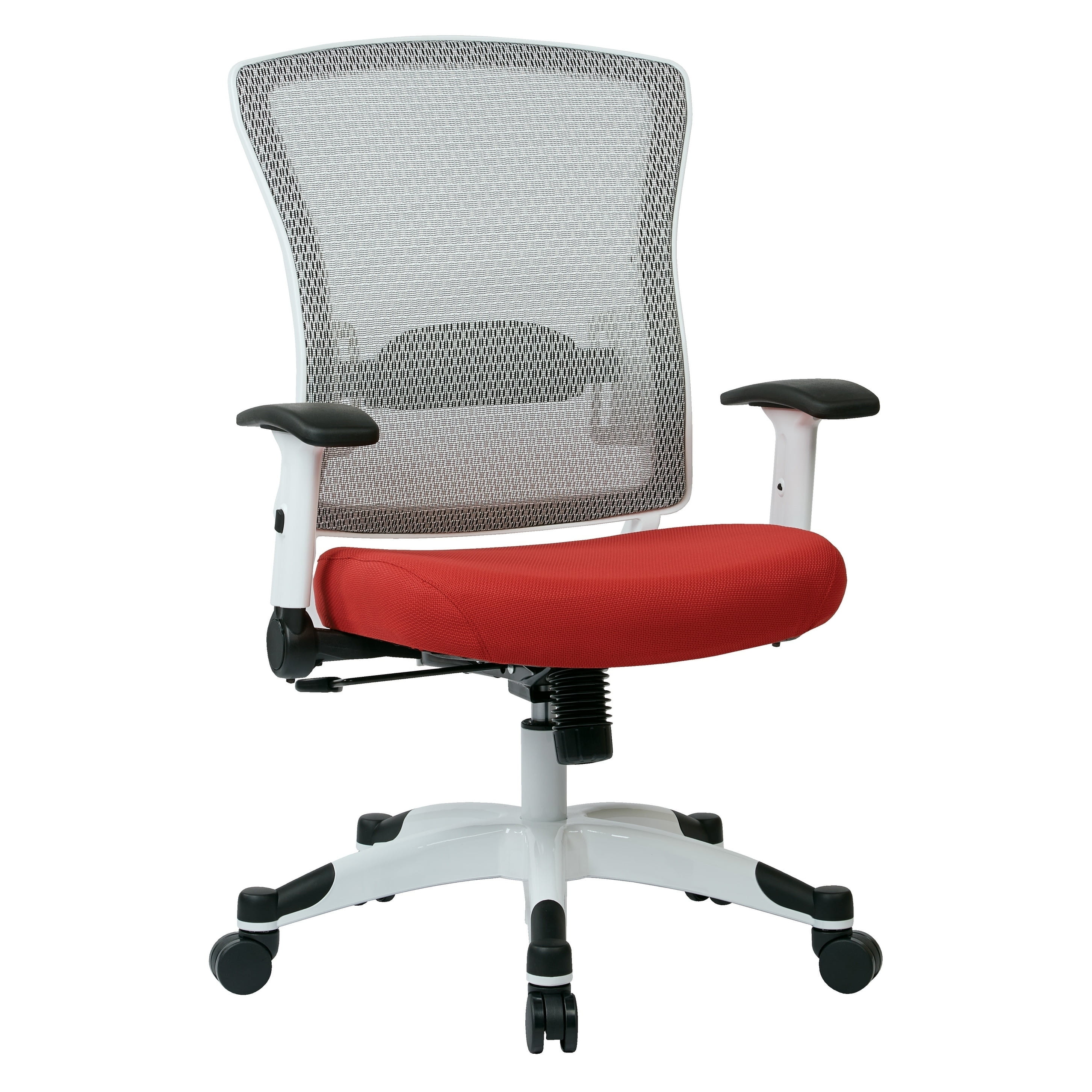Office Star Products White Frame Office Chair with Padded Mesh Seat and Back Rouge