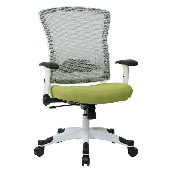 Office Star Products White Frame Office Chair with Padded Mesh Seat and Back olive