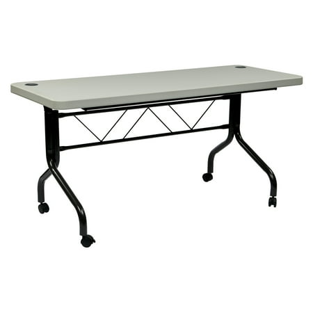 Office Star Products Work Smart 5’ Resin Multi Purpose Flip Table with Locking Casters