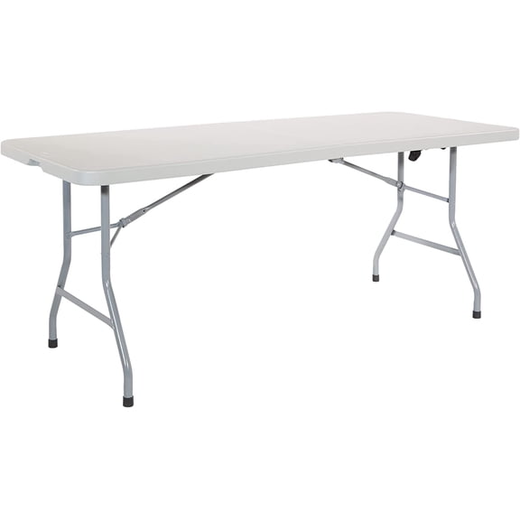 Office Star Resin Rectangle Center-Folding Portable Table for Picnics, Camping, and Tailgating, 6 Feet
