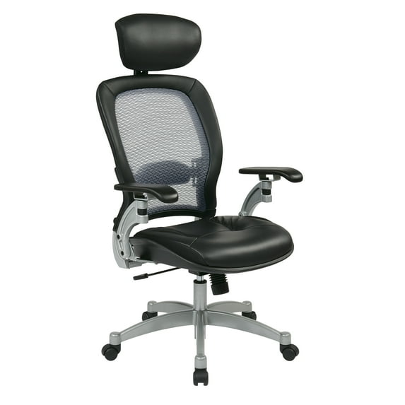 Office Star Space Seating Executive Bonded Leather Office Chair in Black