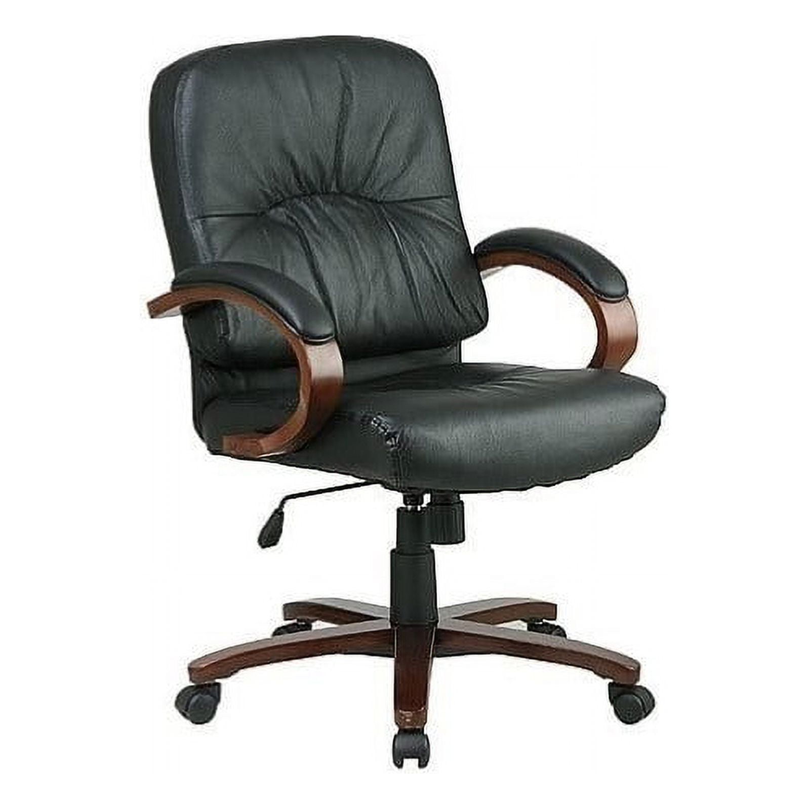 Office Star Work Smart Mid Back Executive Black Leather Office Chair ...