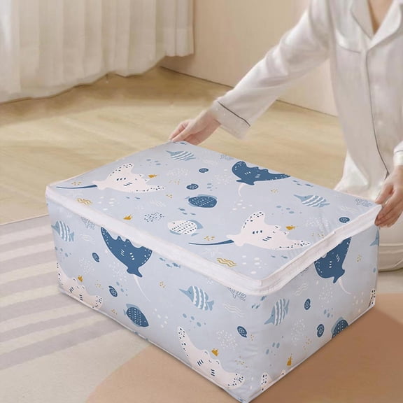 Office Storage Bins with Lids,Moving Bins,Clothes, Quilt Storage Bag, Cotton Quilt Storage, Moving And Packaging Bag, Household Storage Box,Packing Storage Supplies for Dorm Room(Blue)