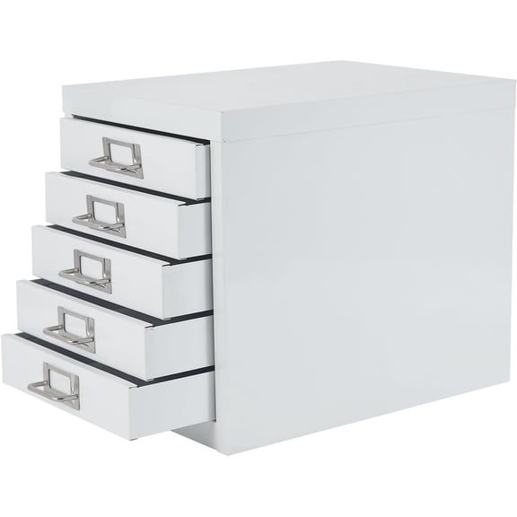 Office Storage Cabinet - File Cabinet Mini 5 Tier Metal File Organizer Document Organizer, for Home, Office, Desk (White)