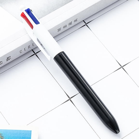 Office Study Stationery Multi-color Pen Four In One Press Hand Account Key Line Marking Pen Plastic Ballpoint Pen 2ml(Black)