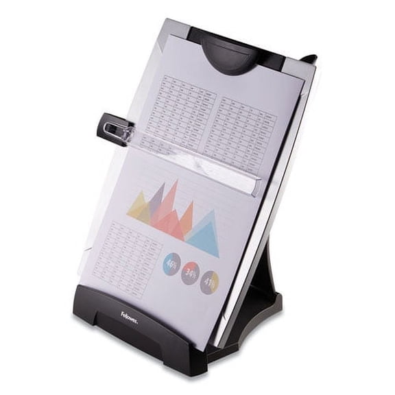 Office Suites Desktop Copyholder With Memo Board, 150 Sheet Capacity, Plastic, Black/silver | Bundle of 2 Each