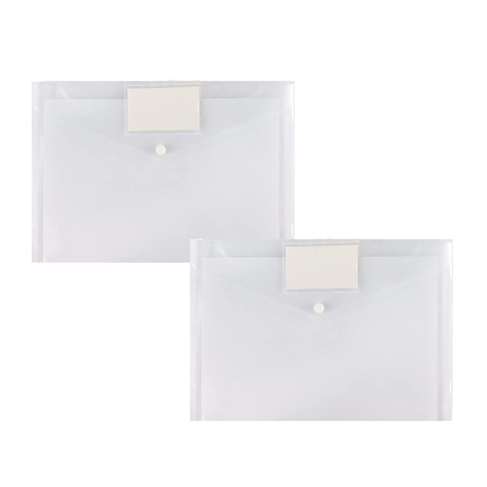 Envelopes 12 Pack A4 Size Plastic Filing Envelopes With Label Pocket ...