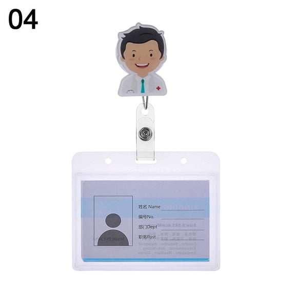 Office Supplies Metal Clip Nurse Doctor Name Tags Badge Holders with Retractable Reel Business Work Card ID Badge Holder 04