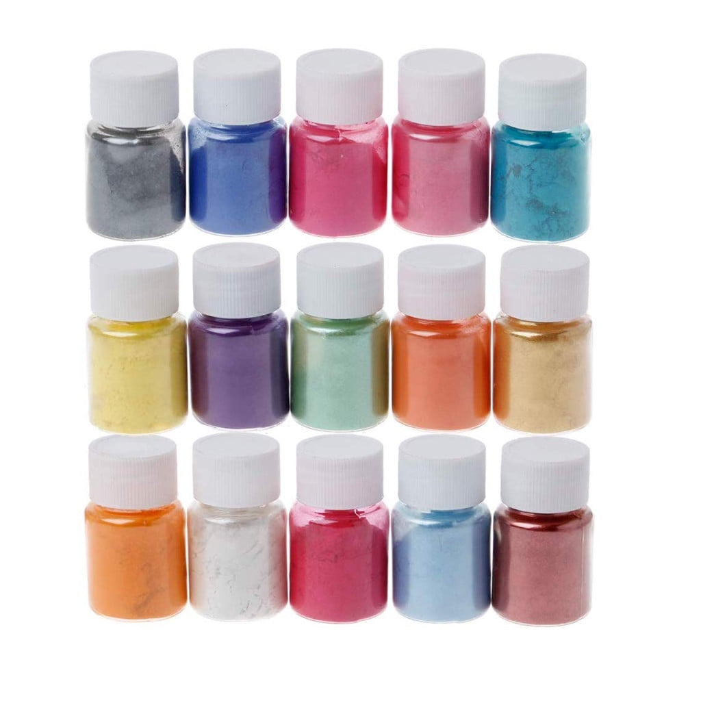 SEISSO 15 Bottles Mica Powder Set, Epoxy Resin Dye, Pearlescent Color  Pigment, Cosmetic Grade Pigment for DIY Arts, Slime, Bath Bombs, Nail  Polish