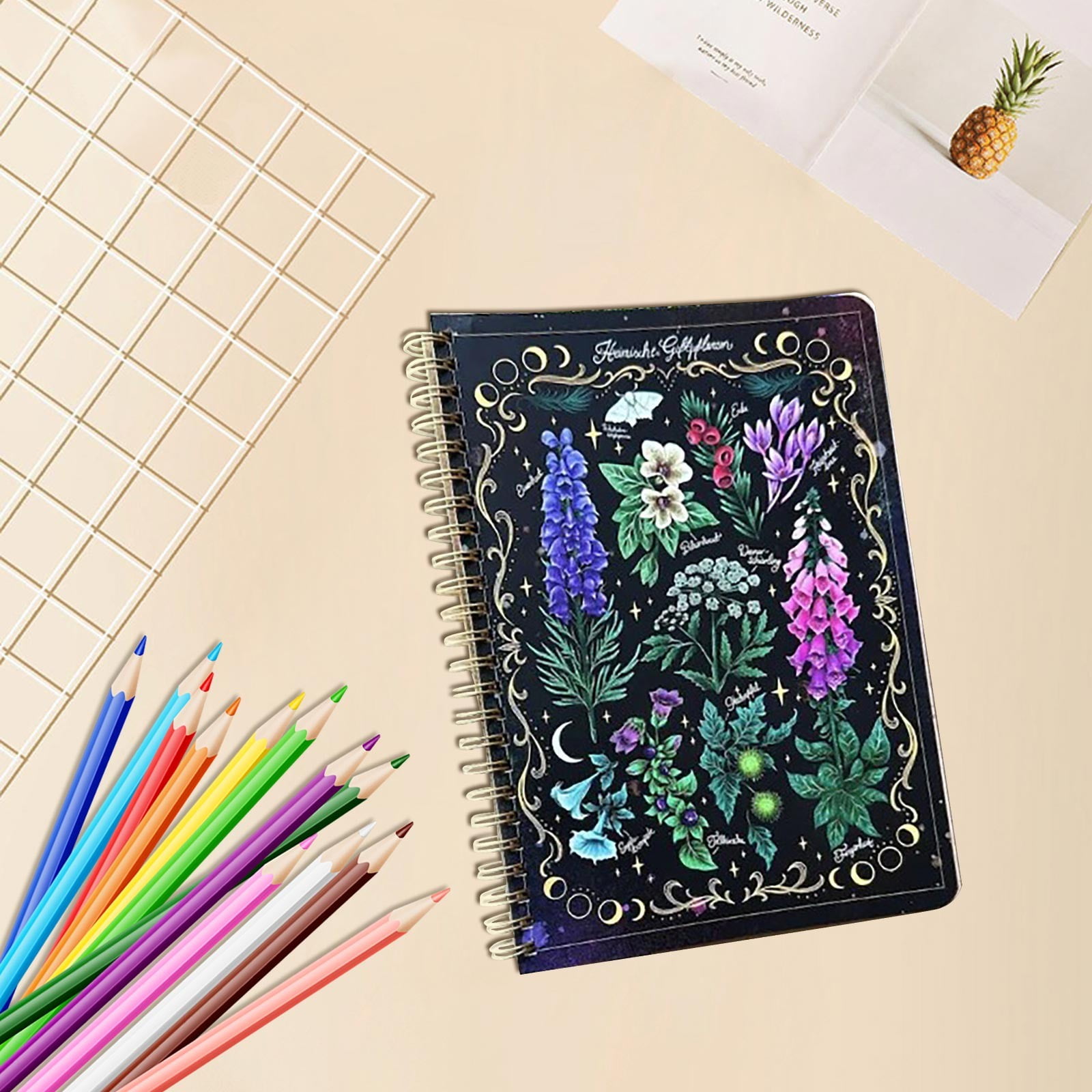 Office Supplies Plant Nature Illustrations Book Contains 100 Copies