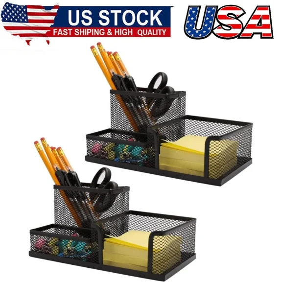 Office Supplies Stationery Pencil Pen Holder Mesh Table Desk Organizer Storage