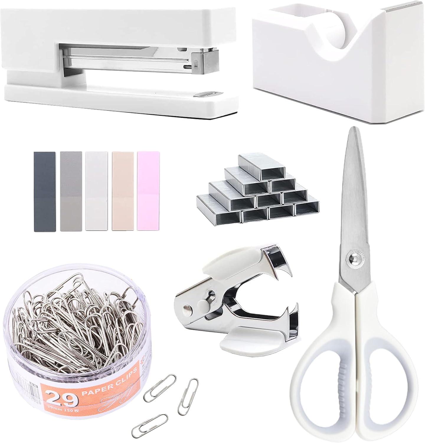 Office Supplies and Accessories - White Desk Set with Stapler, Tape ...