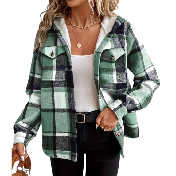 Office Sweaters for Women, Women Lightweight Plaid Baseball Jacket Casual Oversized Hooded Spring Coat 2025 Trendy Outdoor Festival Windbreaker Petite Plus Size Breathable Green M