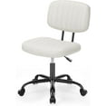thumbnail image 1 of Office Task Chair, Cute Rolling Vanity Swivel Desk Chairs with Wheels, Comfortable Back Seat Armless for Home, Bedrooms, Office, Study, Sewing, Dressing Room, White, 1 of 6