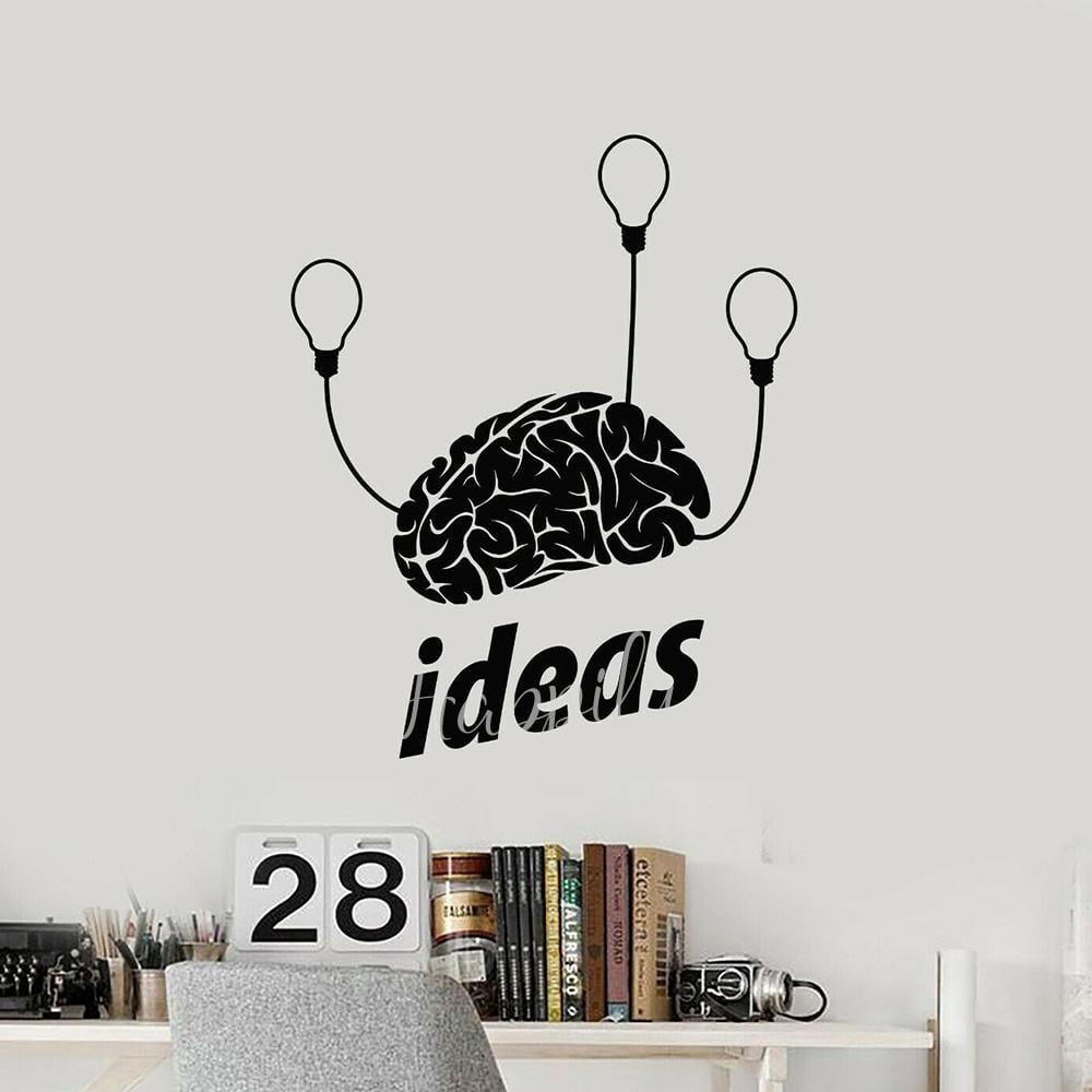 Office Vinyl Wall Decal Brain Mind Light Bulbs Brainstorm Brilliant ...