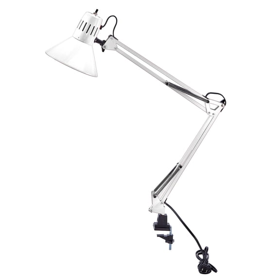 Office Vlf100-wht Swing Arm Desk Lamp With Clamp Mount  36" Reach Multi-joint Adjustment Includes Replaceable Led Bulb (vlf) White