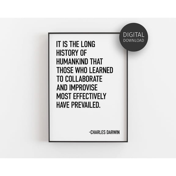 Office Wall Art, Charles Darwin Quote, Teamwork Poster, Office Decor Poster, Motivational Team Sign, Inspirational Workplace Posters Home Decor, 8x12 UNFRAMED