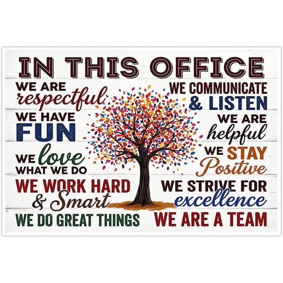 In This Office Wall Art Motivational Canvas Poster Inspirational Teamwork Quotes Decor Colorful Tree Pictures for Workplace Business Meeting Room Office Decorations